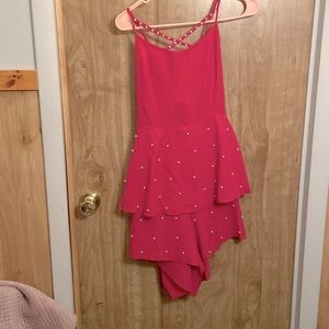 Barbie pink romper with pearls and tie in back